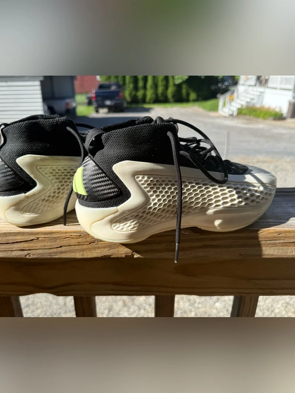 adidas Originals Kids Black and Cream Sneakers with Neon Yellow Accent